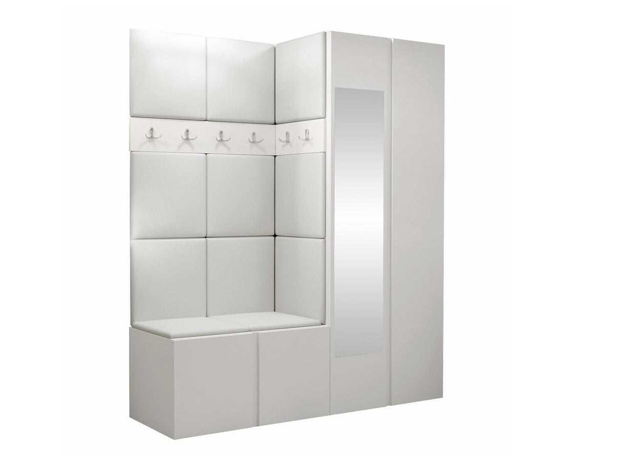 Előszoba garnitúra ORION XII (Tavasz XII), Keret színe: Fehér, Puha falpanel színe: Öko bőr Soft 017
