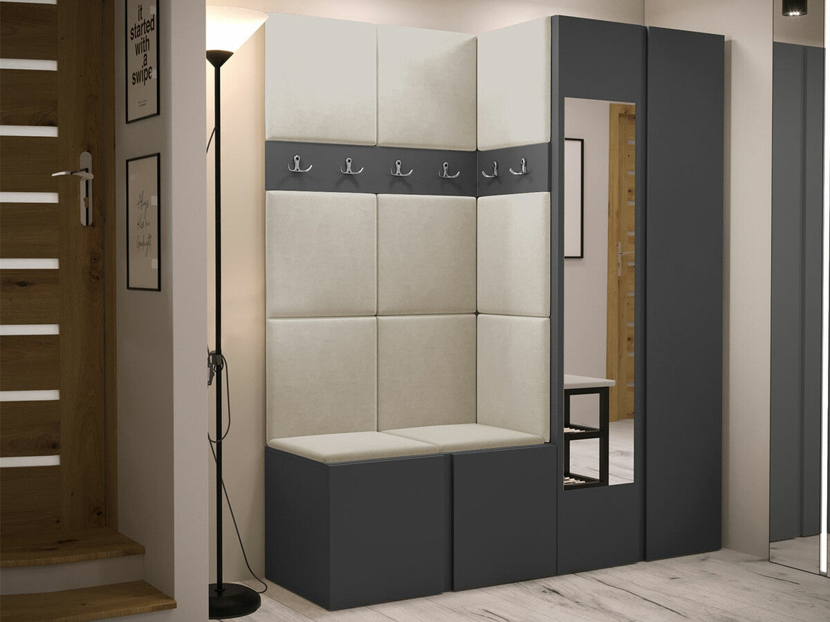 Előszoba garnitúra ORION XII (Tavasz XII), Keret színe: Grafit, Puha falpanel színe: Manila 02