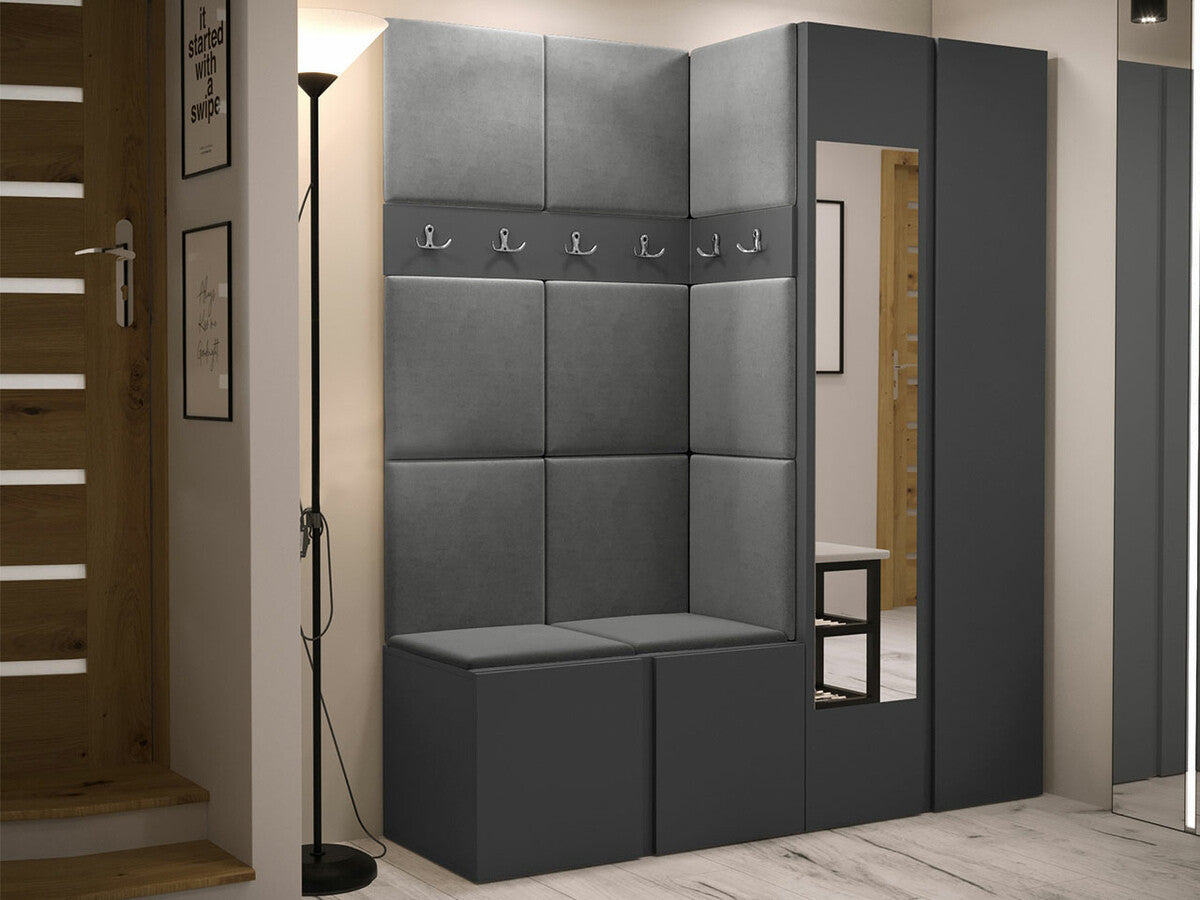 Előszoba garnitúra ORION XII (Tavasz XII), Keret színe: Grafit, Puha falpanel színe: Manila 16