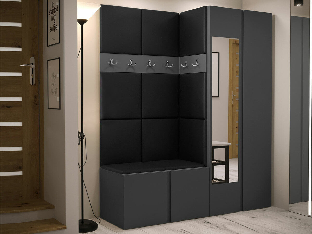 Előszoba garnitúra ORION XII (Tavasz XII), Keret színe: Grafit, Puha falpanel színe: Öko bőr Soft 011