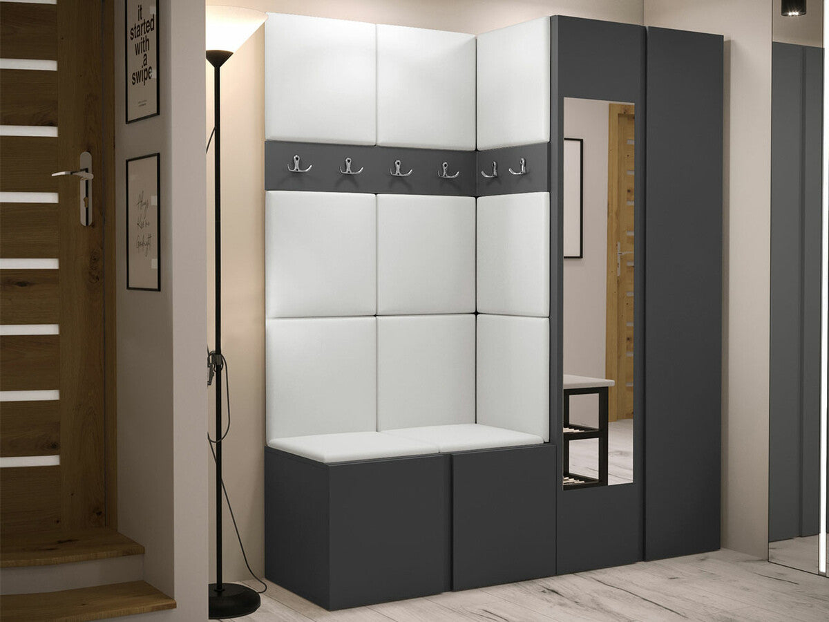 Előszoba garnitúra ORION XII (Tavasz XII), Keret színe: Grafit, Puha falpanel színe: Öko bőr Soft 017