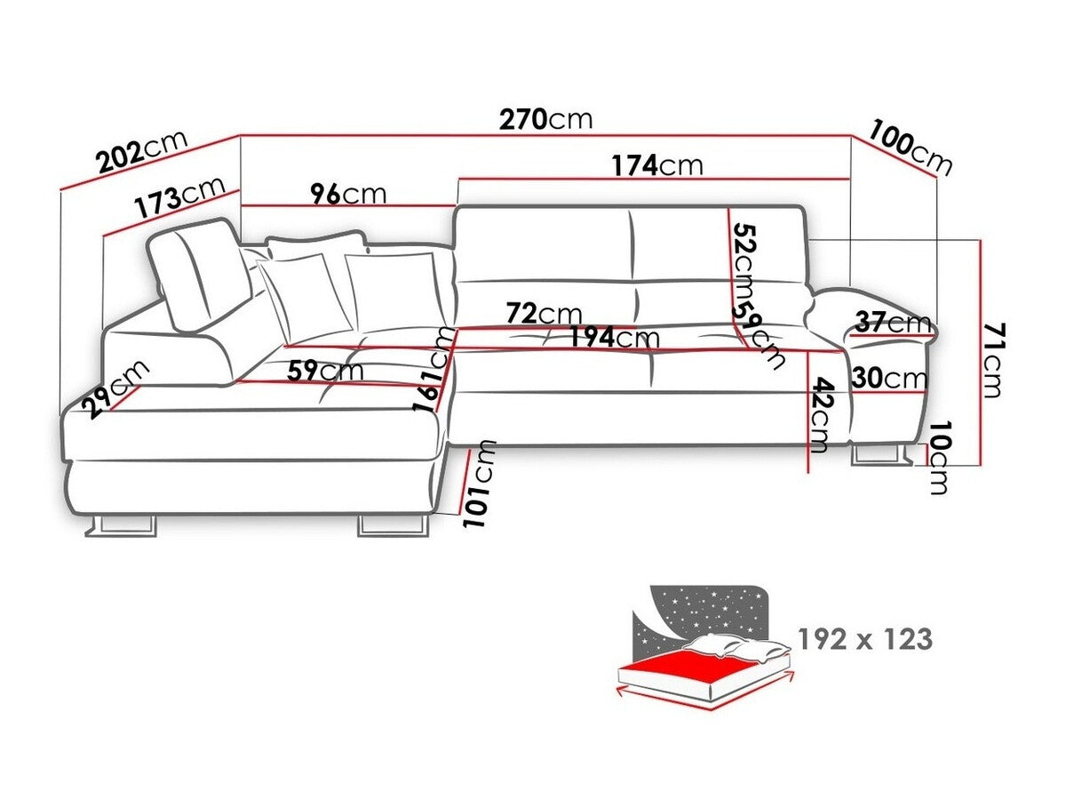 Sarokkanapé Kiságyere (Alvin), Szín: Soft 011 + Lux 06, Változatok: Balos