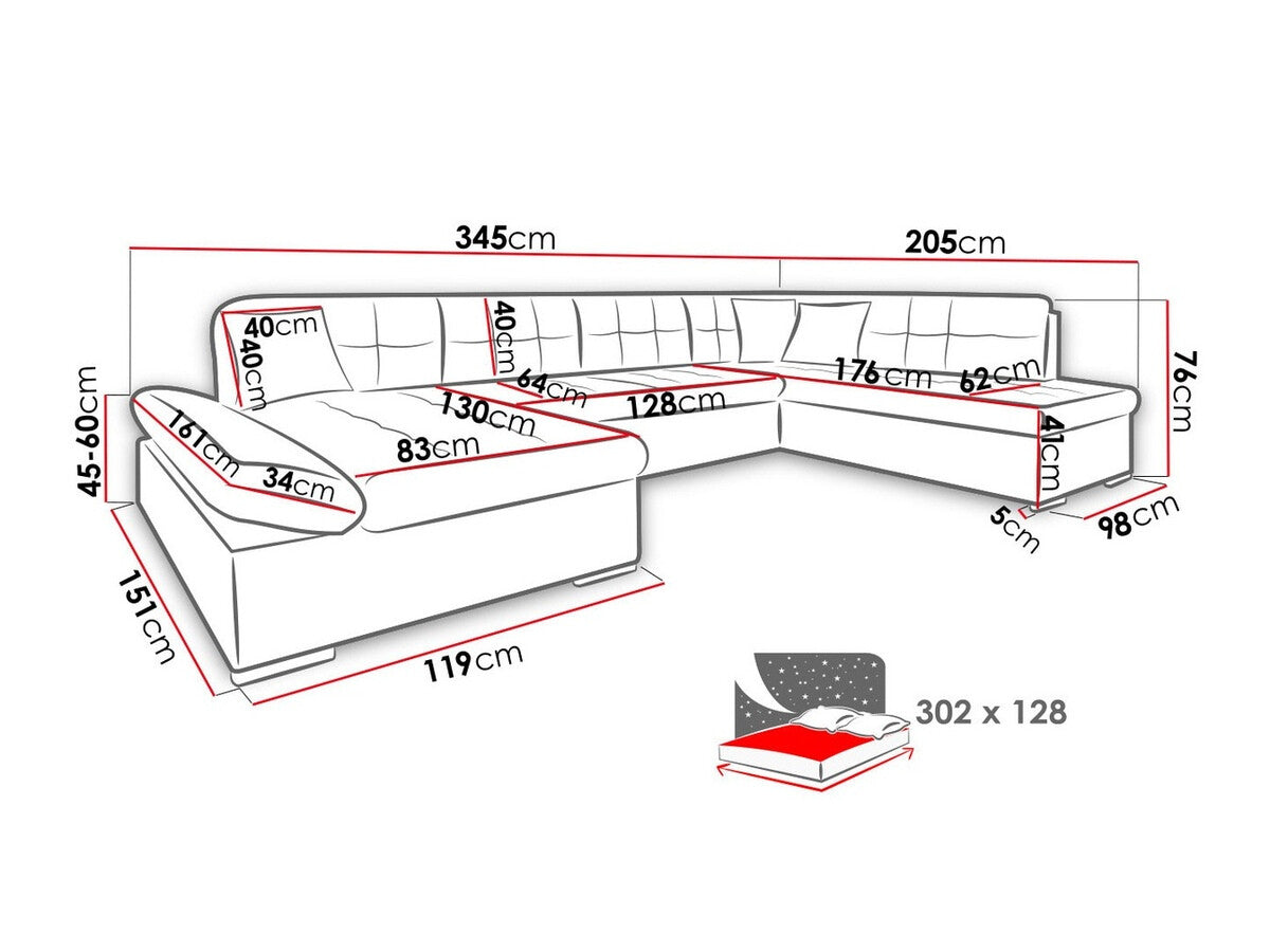 Sarokkanapé Bergen (Genero) Toptextil, Szín: Otusso 14 + Sorriso 04, Változatok: Balos