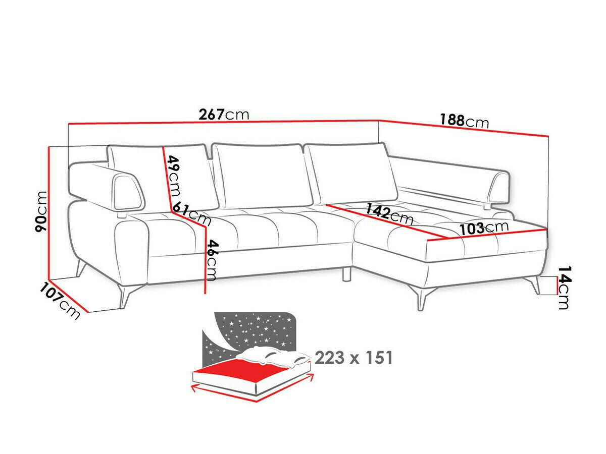 Sarokkanapé PARIS, Szín: Inari 72, Változatok: Balos