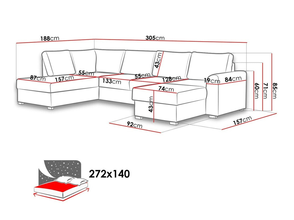 Sarokkanapé Wilma (Szafran) Toptextil, Szín: Abriamo 04, Változatok: Jobbos