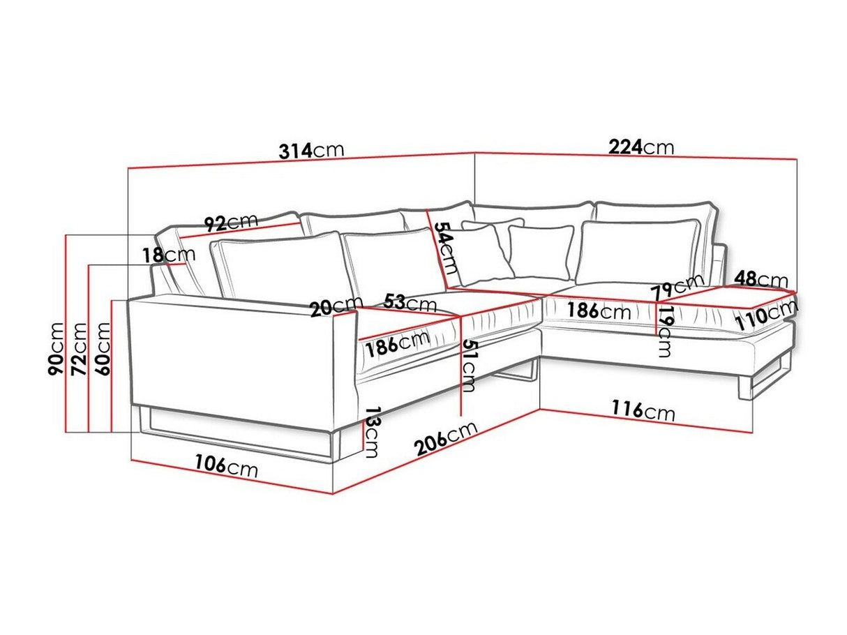 Sarokkanapé CORBLACK, Szín: Kronos 09, Változatok: Balos