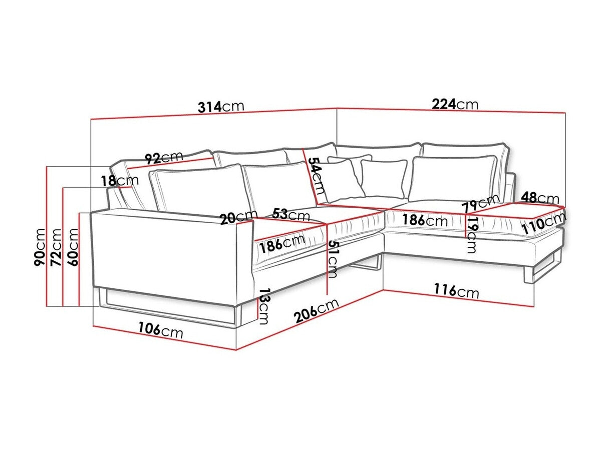 Sarokkanapé CORBLACK, Szín: Kronos 19, Változatok: Balos