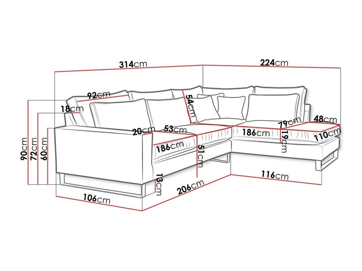 Sarokkanapé CORBLACK, Szín: Kronos 22, Változatok: Jobbos