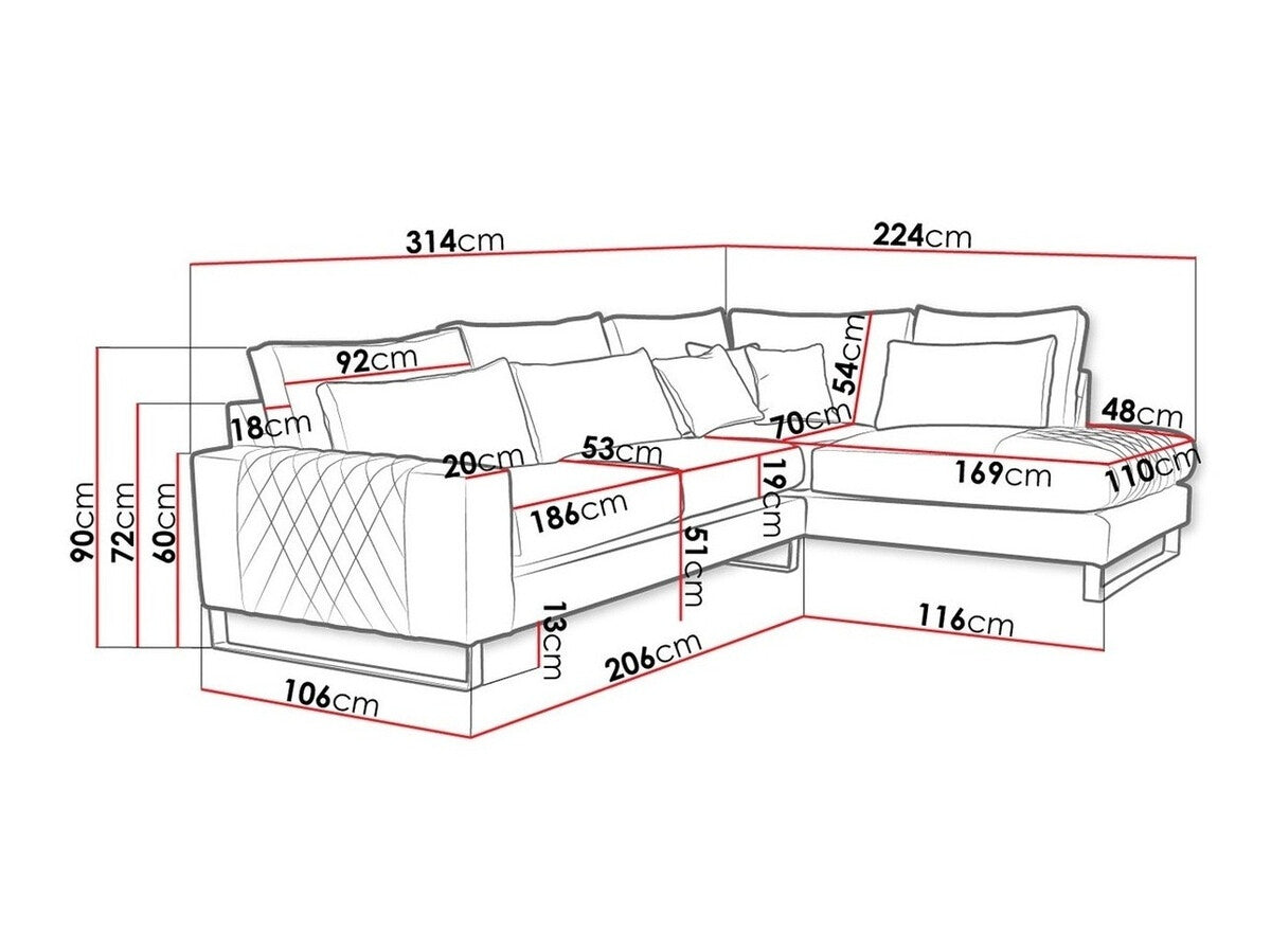 Sarokkanapé CORNELIA, Szín: Zaria 9, Változatok: Jobbos