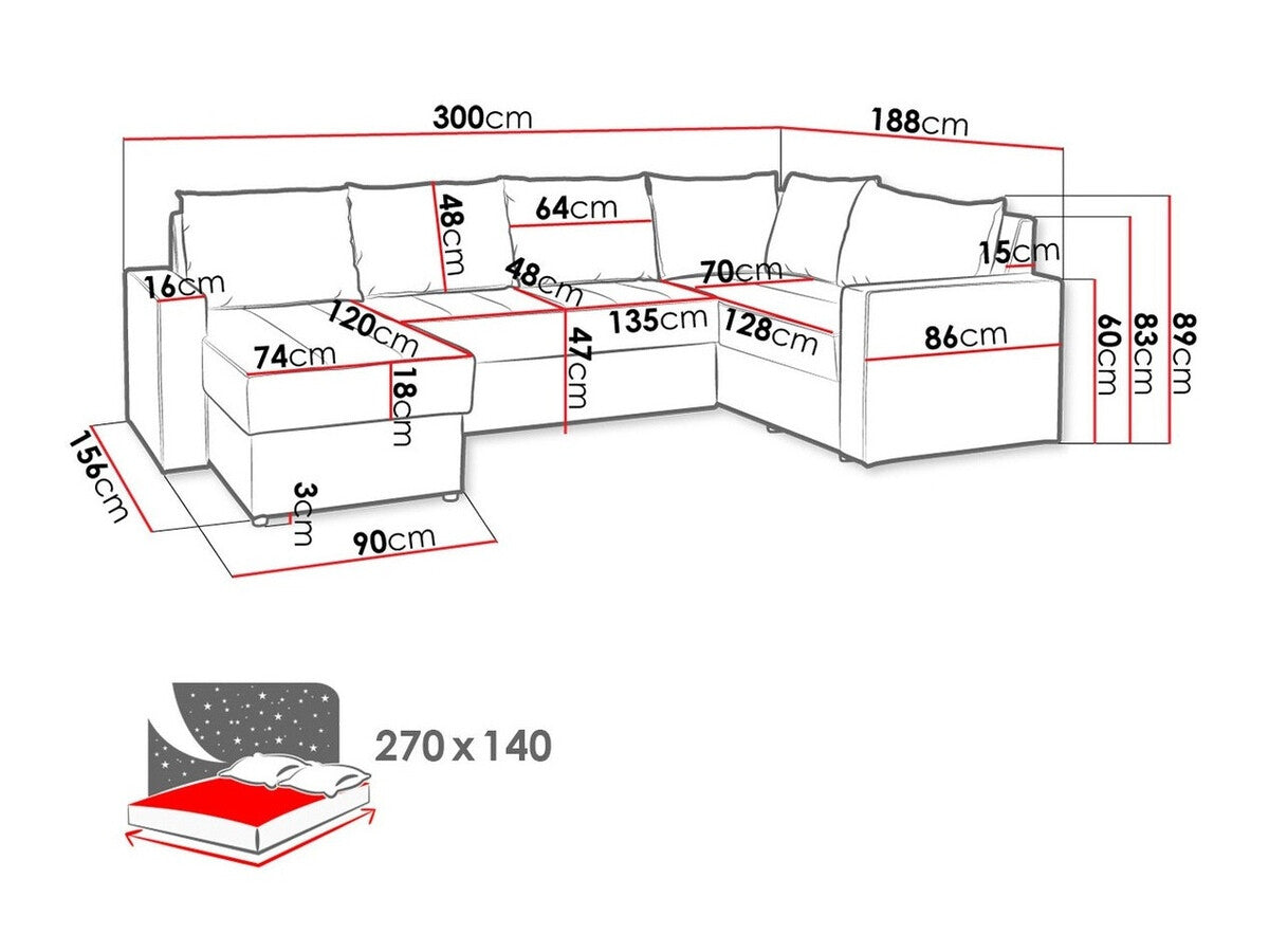Sarokkanapé DENVER MAXI (Verdek Maxi), Szín: Loca 30, Változatok: Balos