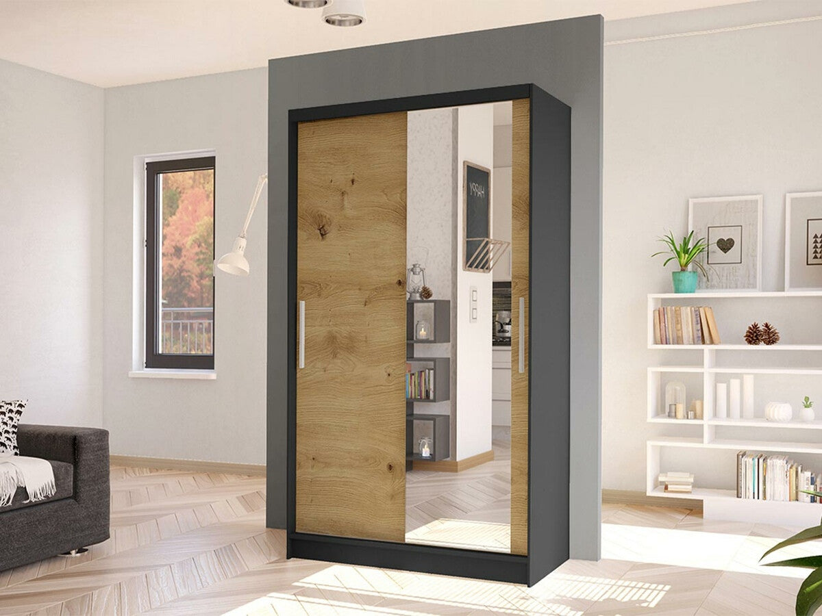 Gardróbszekrény Costa VI (Kamabi VI), Szín: Fekete + Artisan tölgy