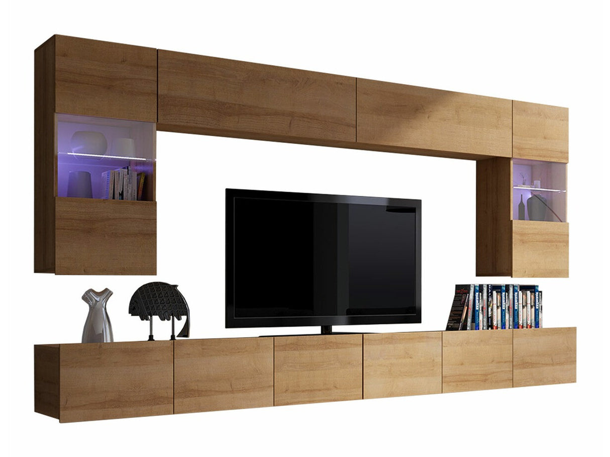 Nappali szett Calabrini (Bralani I), Szín: Arany tölgy, Led világítás: Igen fehér