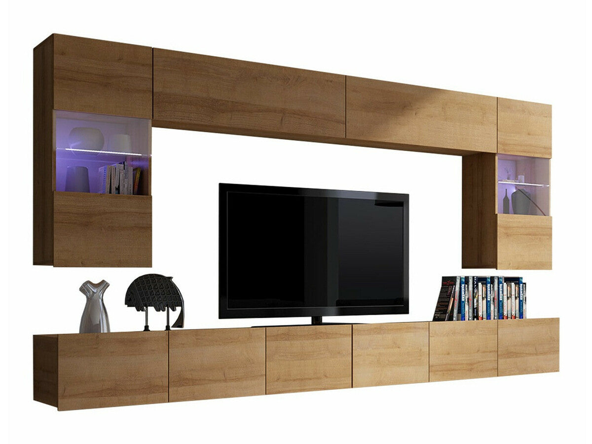 Nappali szett Calabrini (Bralani I), Szín: Arany tölgy, Led világítás: Ez kék