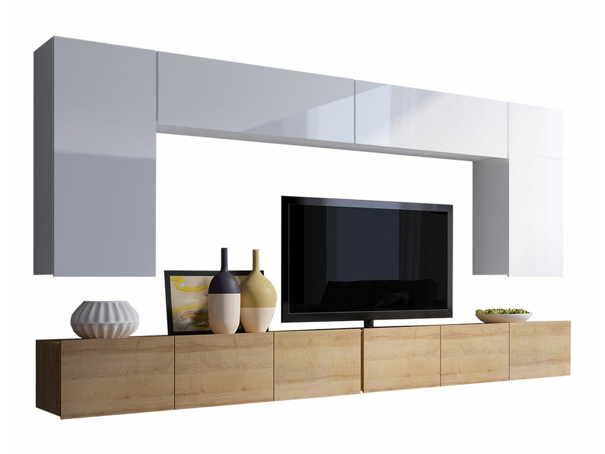 Nappali szett Calabrini (Bralani XIII), Szín: Arany tölgy + Fehér + Fényes fehér