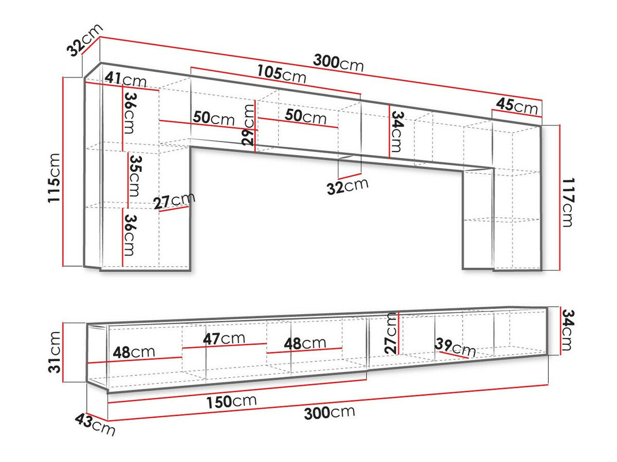 Nappali szett Calabrini (Bralani XIII), Szín: Fekete + Fényes fekete + Fehér + Fényes fehér