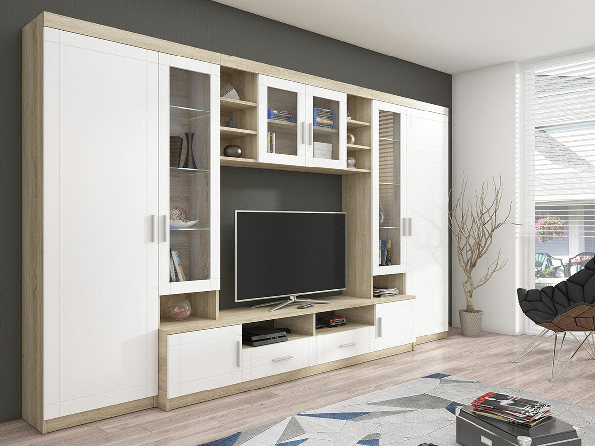 Nappali szett Paris (Marakuja), Led világítás: Nem, Szín: Sonoma tölgy + Fehér