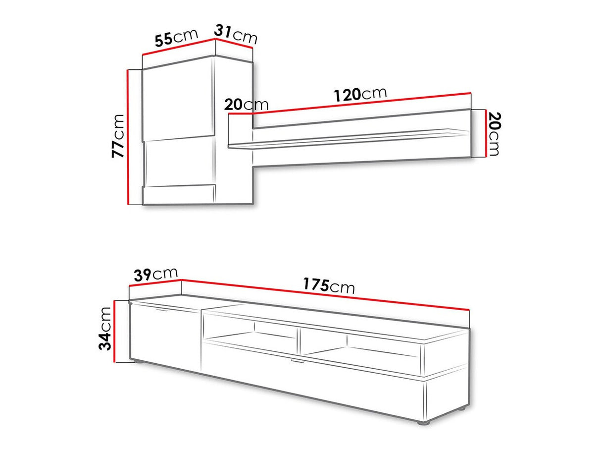 Nappali szett Roco I (James), Led világítás : Nem