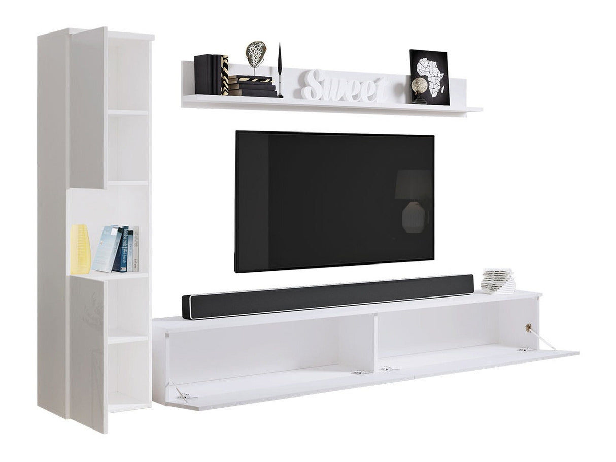 Nappali szett PARIS BR (Bamisio), Szín: Fehér + Fényes fehér, Led világítás: Nem