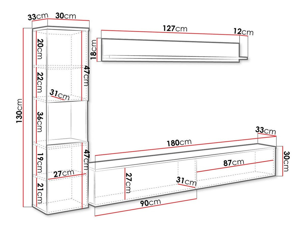 Nappali szett PARIS BR (Bamisio), Szín: Fehér + Fényes fehér, Led világítás: Nem