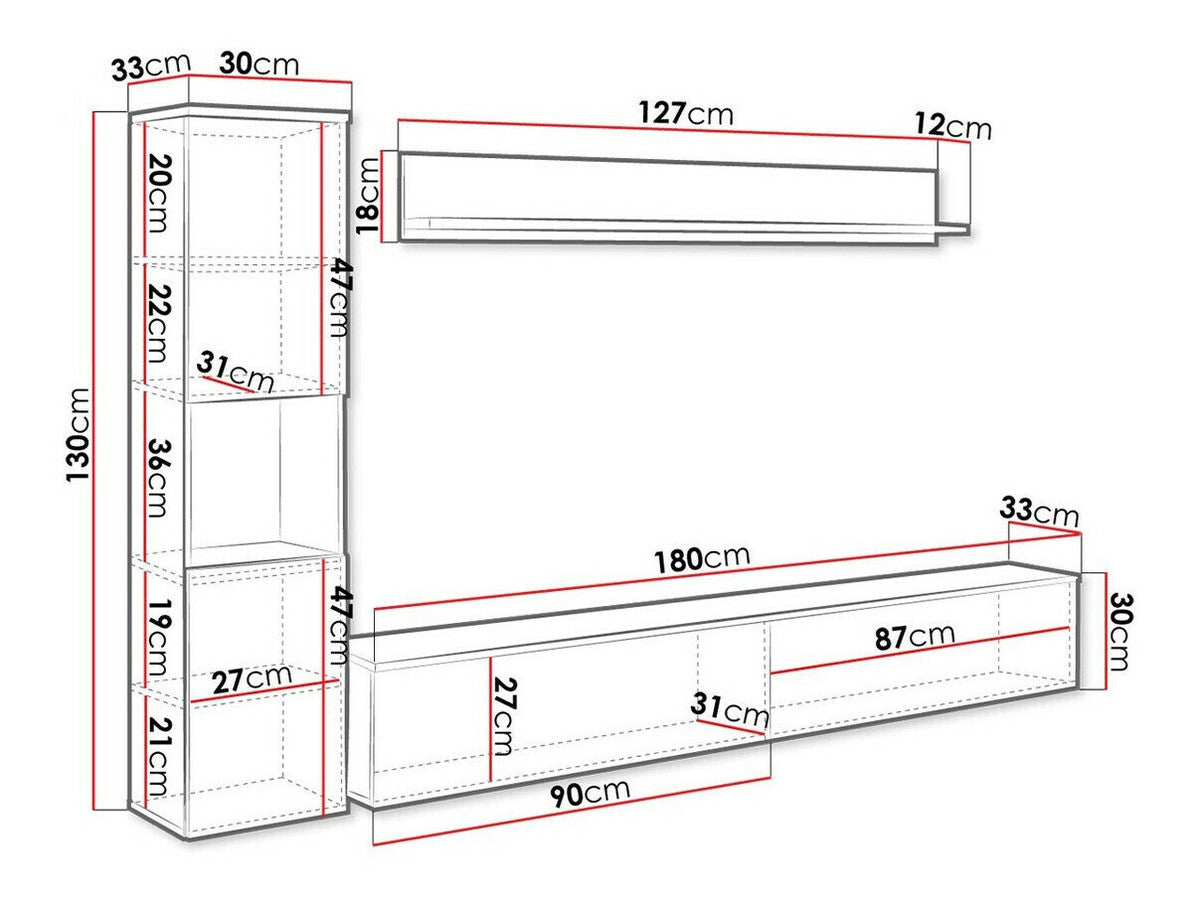 Nappali szett PARIS BR (Bamisio), Szín: Wotan tölgy + Fényes fehér, Led világítás: Nem
