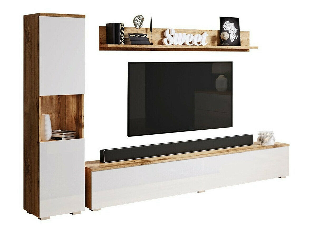 Nappali szett PARIS BR (Bamisio), Szín: Wotan tölgy + Fényes fehér, Led világítás: Igen