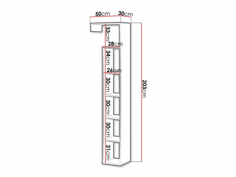 Könyvespolc INDEX 17 (Tikrote)