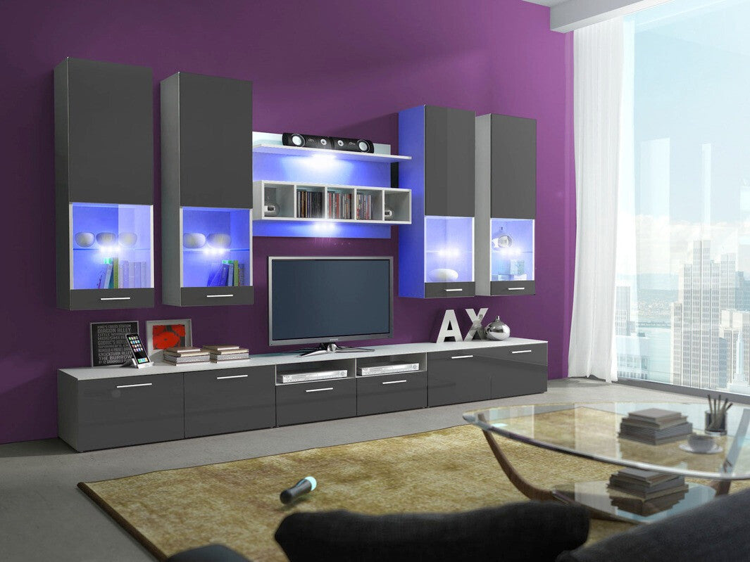 Nappali szett ALFA II (Okta II), Szín: Fehér + Fényes szürke