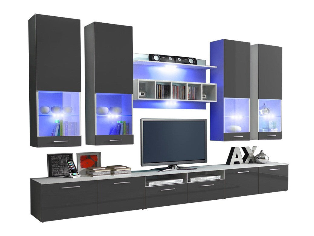 Nappali szett ALFA II (Okta II), Szín: Fehér + Fényes szürke