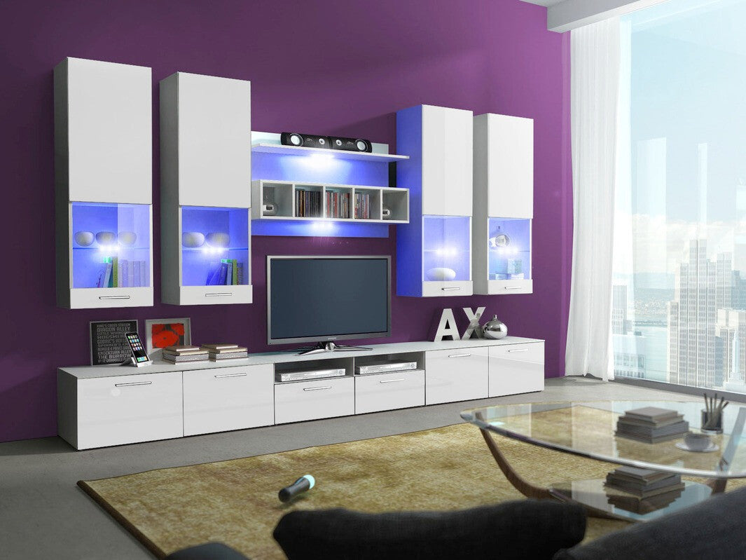 Nappali szett ALFA II (Okta II), Szín: Fehér + Fényes fehér