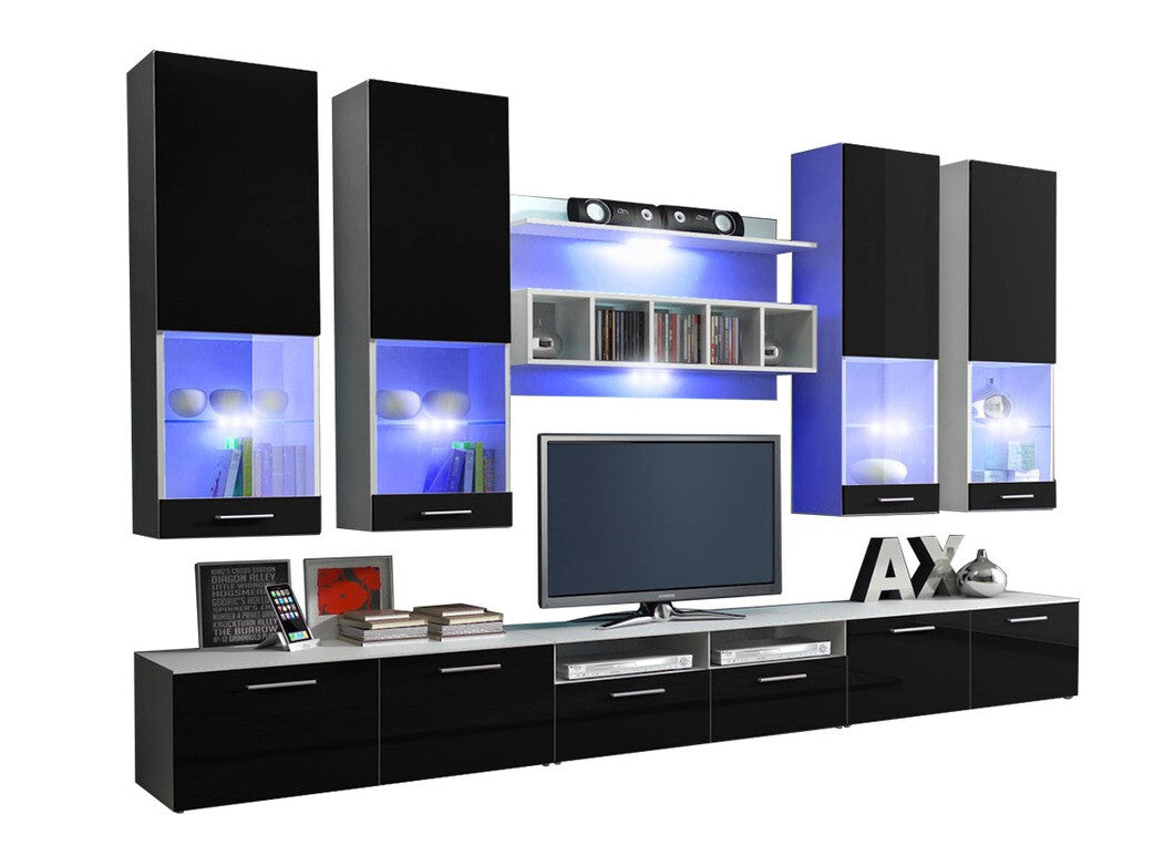 Nappali szett ALFA II (Okta II), Szín: Fehér + Fényes fekete