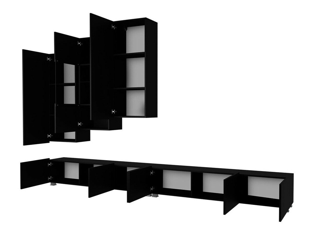 Nappali szett Calabrini (Bralani XVII), Szín: Arany tölgy + Fehér + Fényes fehér, Led világítás: Ez kék