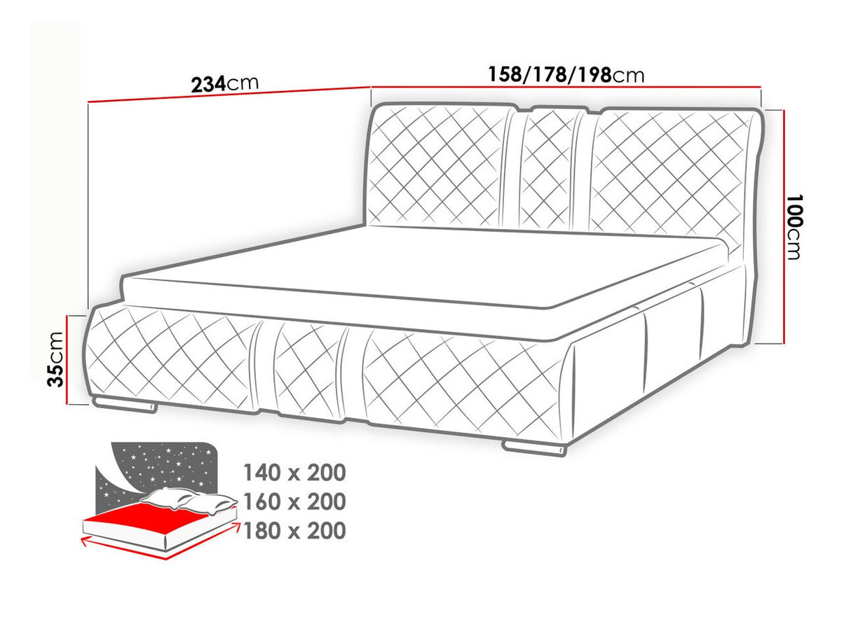 Ágy Niko (Wiko), Alvó felület mérete: 140 x 200 cm