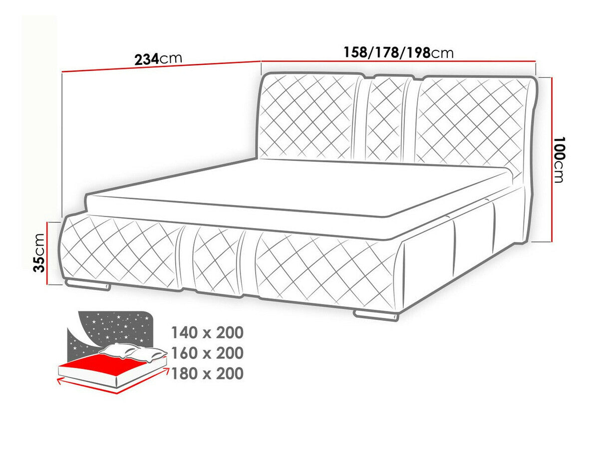 Ágy Niko (Wiko), Alvó felület mérete: 180 x 200 cm