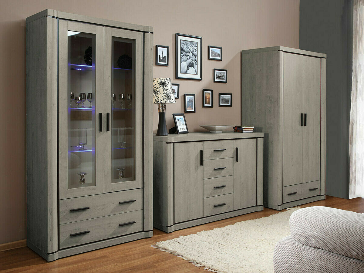 Nappali szett Dallas IV (Xavier) , Szín: Triufel tölgy, Led világítás: Igen, Könyvespolcok: Nem