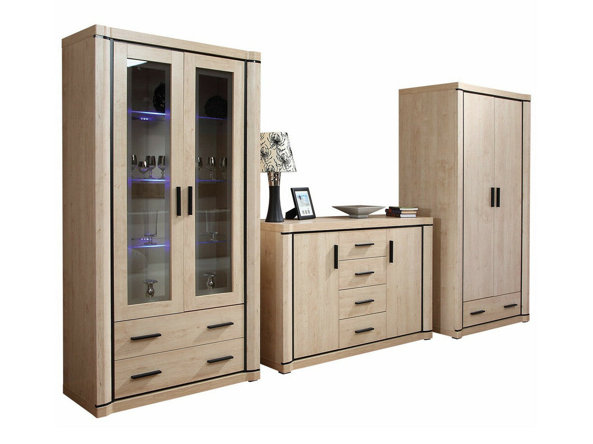 Nappali szett Dallas IV (Xavier) , Szín: Sonoma tölgy, Led világítás: Nem, Könyvespolcok: Igen