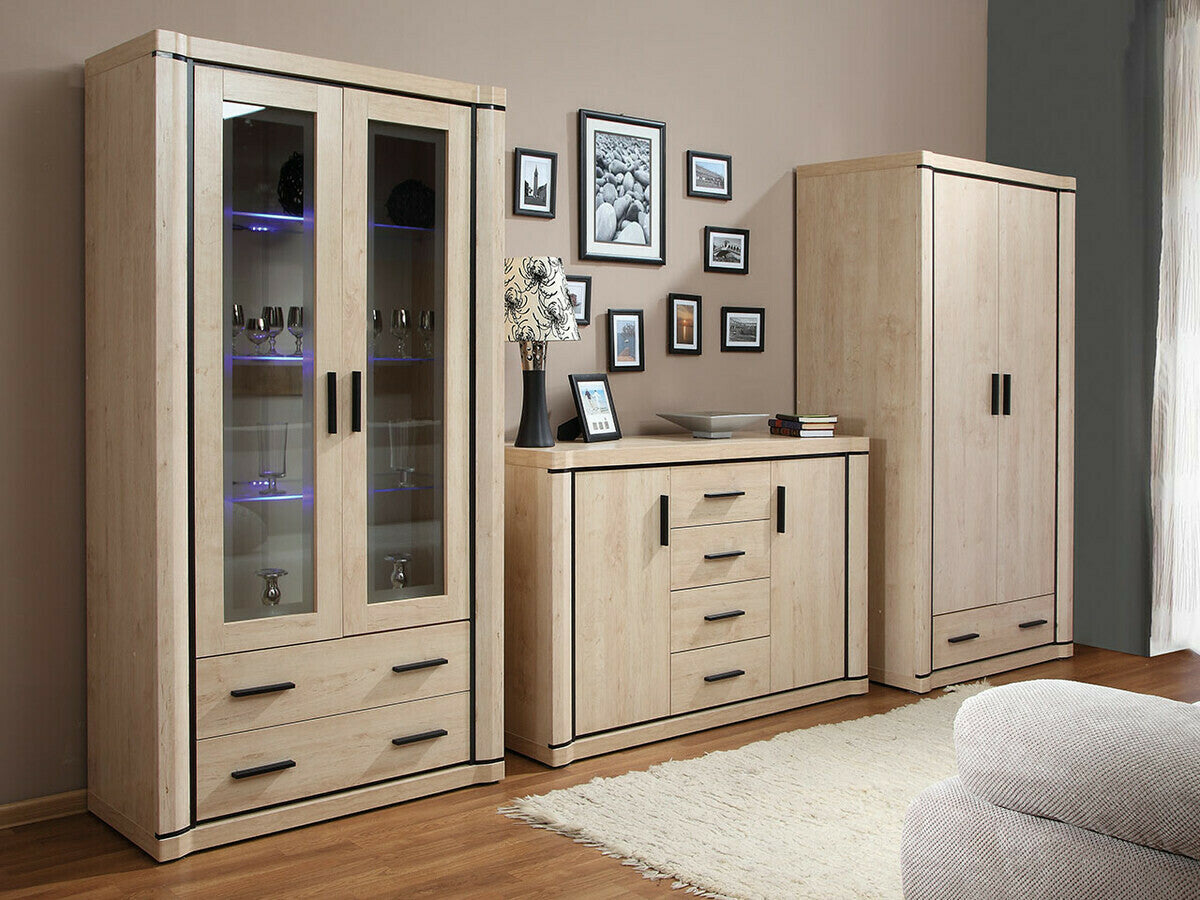 Nappali szett Dallas IV (Xavier) , Szín: Sonoma tölgy, Led világítás: Igen, Könyvespolcok: Nem