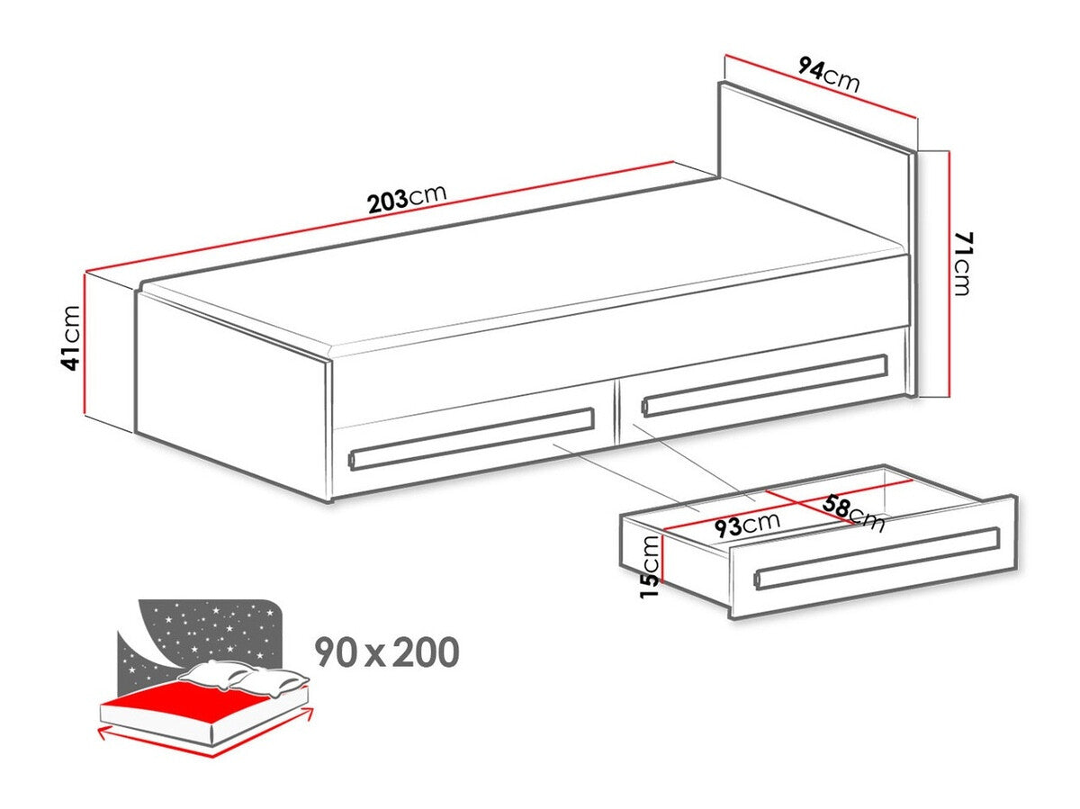 Ágy Guliver 90 (Raliv RL11), Szín: Fehér + Fényes Türkiz