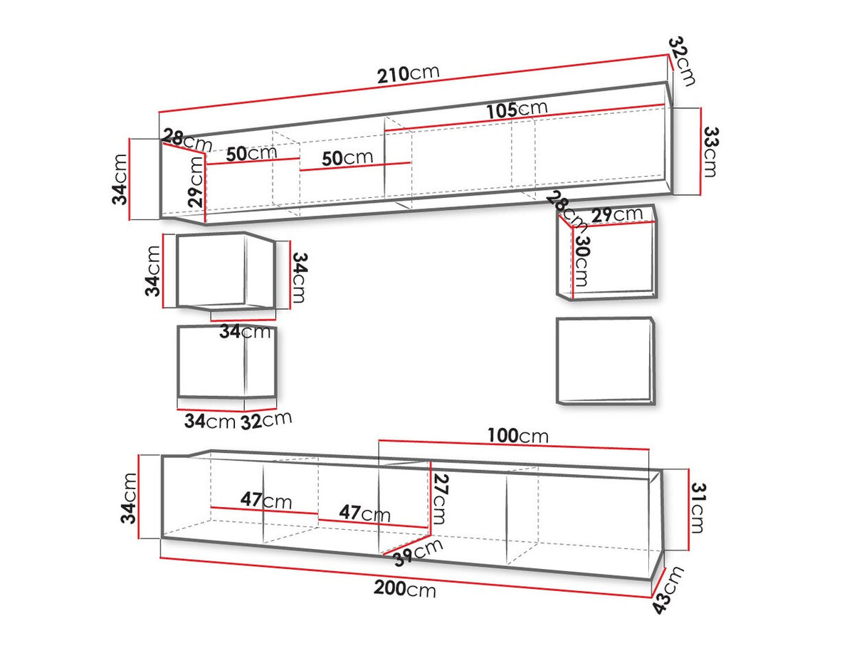 Nappali szett Calabrini ( Bralani XVI), Szín: Fekete + Fényes fekete