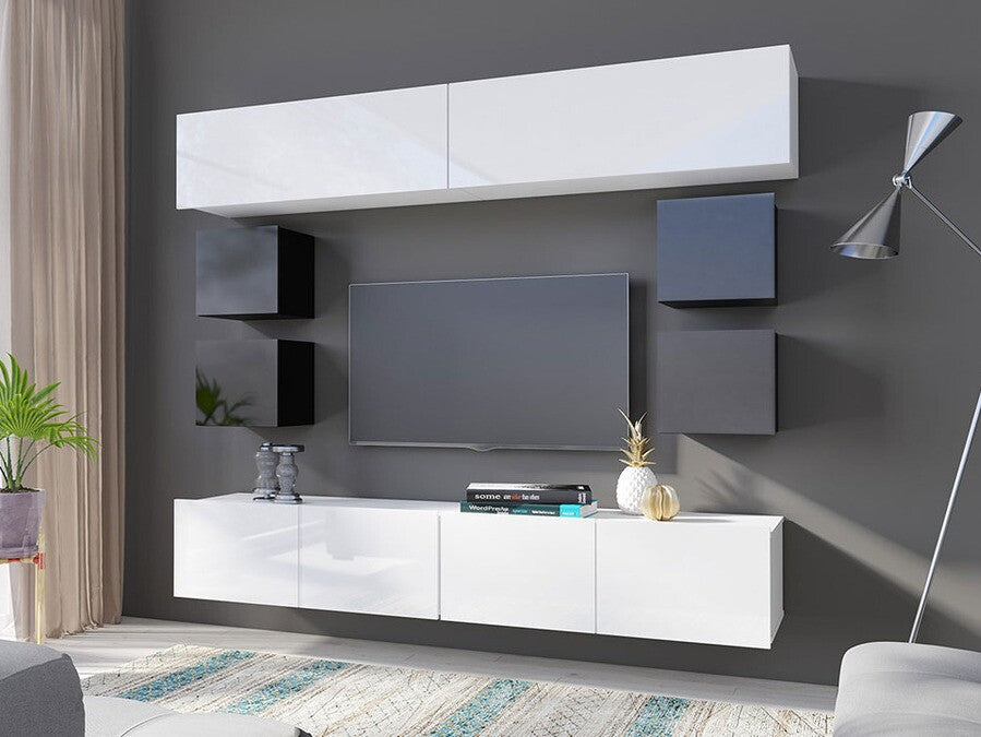 Nappali szett Calabrini ( Bralani XVI), Szín: Fekete + Fényes fekete + Fehér + Fényes fehér