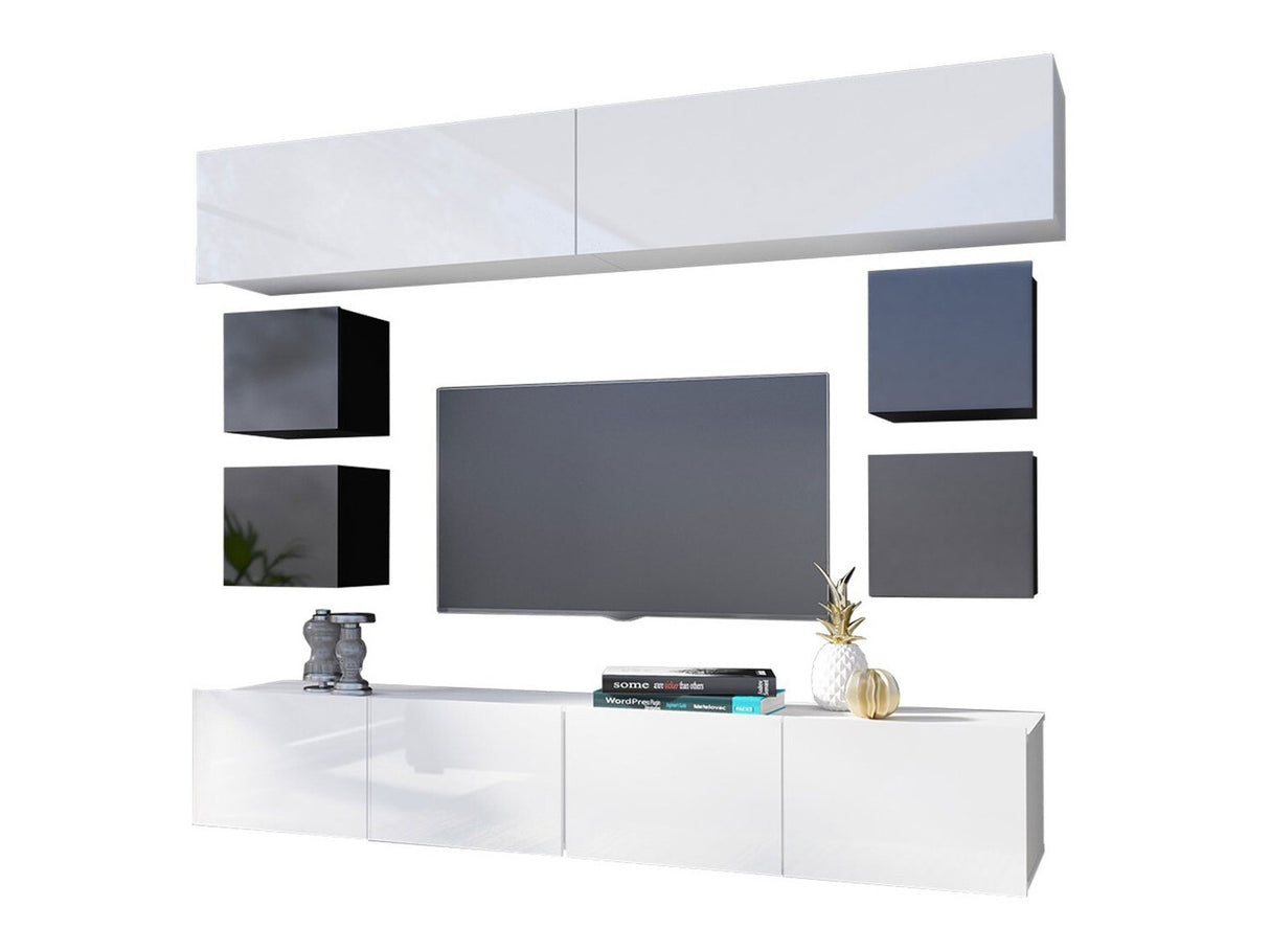 Nappali szett Calabrini ( Bralani XVI), Szín: Fekete + Fényes fekete + Fehér + Fényes fehér