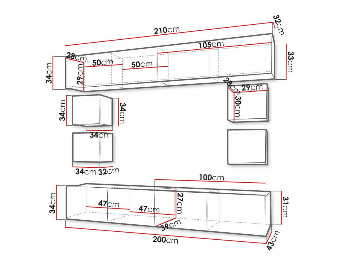 Nappali szett Calabrini ( Bralani XVI), Szín: Fekete + Fényes fekete + Fehér + Fényes fehér