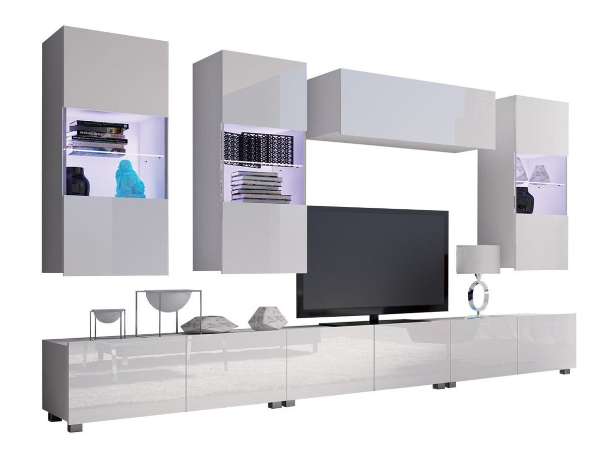 Nappali szett Calabrini (Bralani XI), Led világítás: Igen fehér, Szín: Fényes fehér