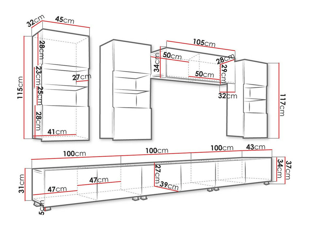 Nappali szett Calabrini (Bralani XI), Led világítás: Nem, Szín: Fényes fehér