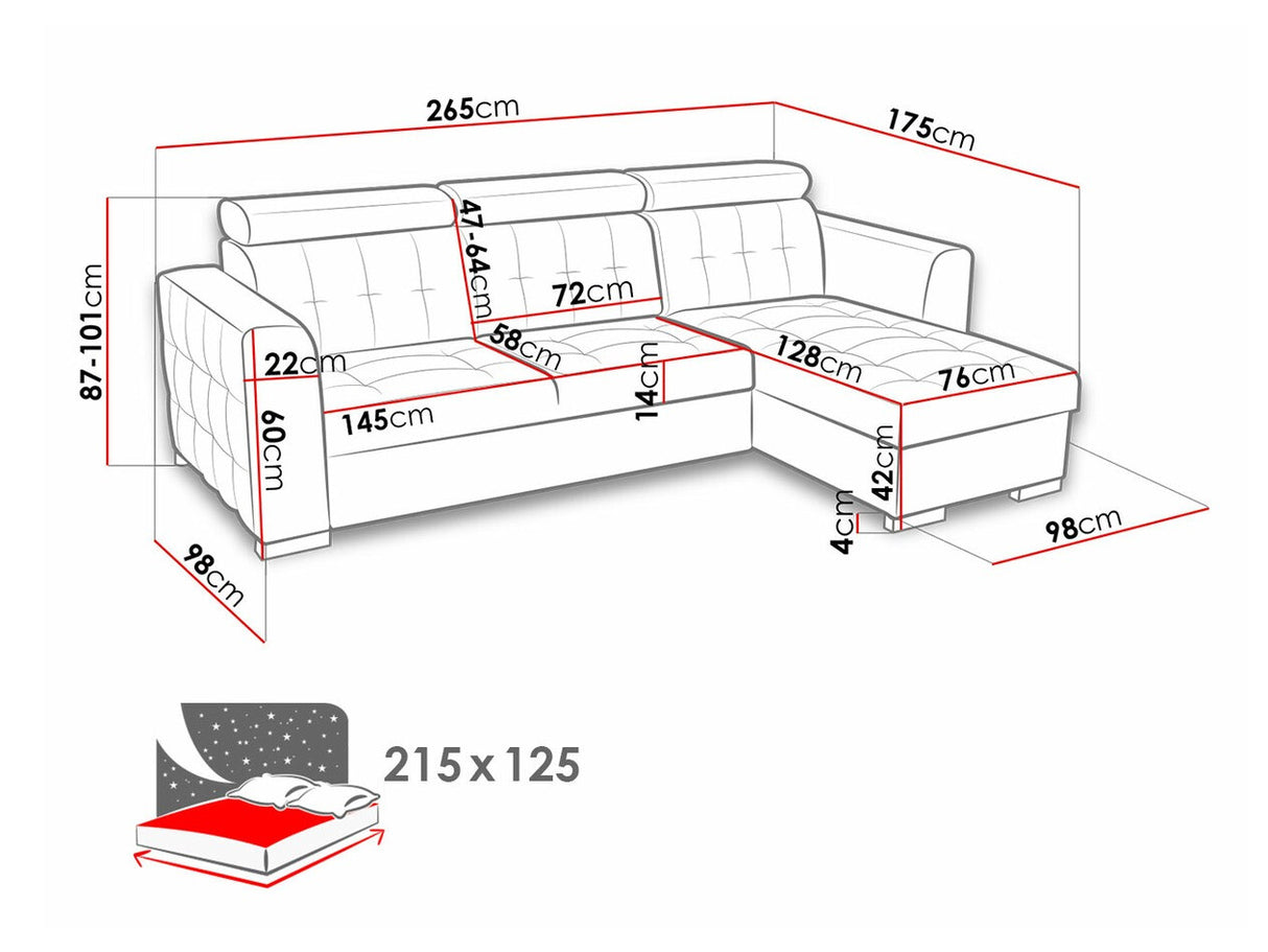 Sarokkanapé Zara I (Sensei), Szín: Kronos 05, Változatok: Jobbos
