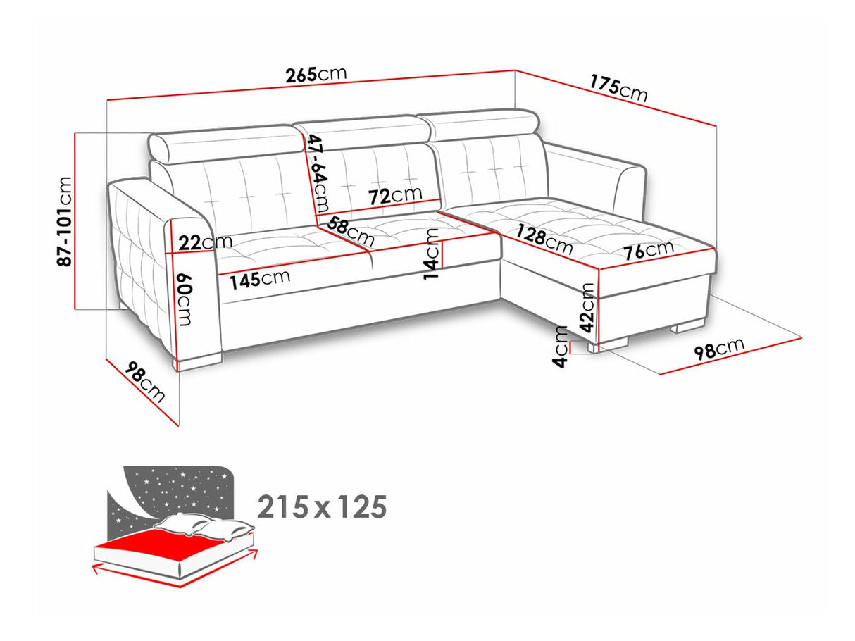 Sarokkanapé Zara I (Sensei), Szín: Kronos 19, Változatok: Jobbos