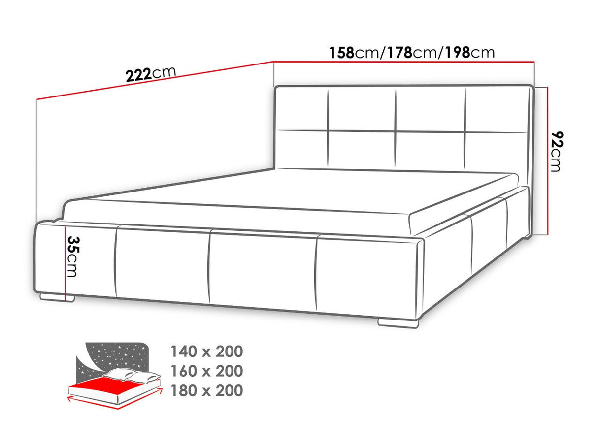 Ágy Marina (Alita), Alvó felület mérete: 140 x 200 cm, Szín: Soft 017