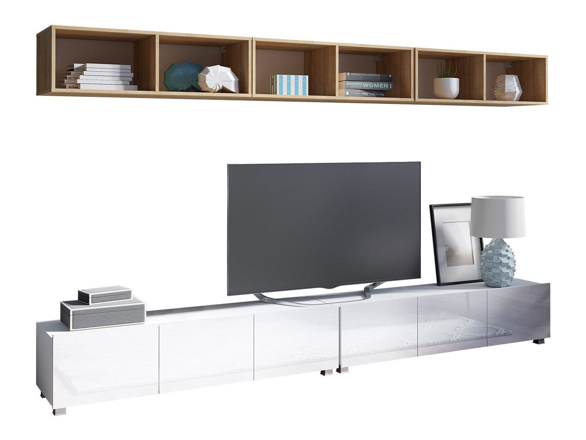 Nappali szett Calabrini (Bralani XXXIII), Szín: Fehér + Fényes fehér + arany tölgy