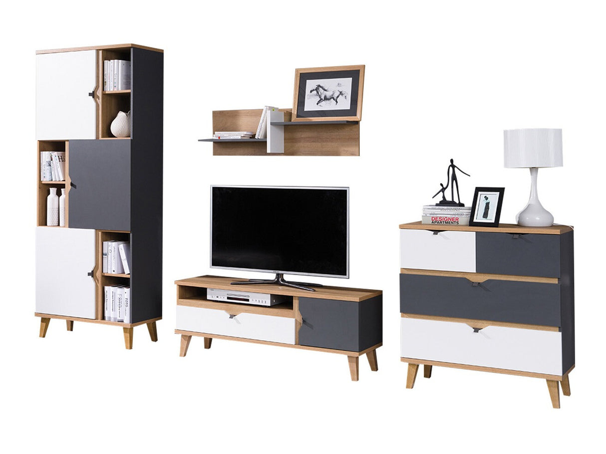 Nappali szett MEMONE (Temero III), Szín: Arany tölgy + Grafit + Fehér