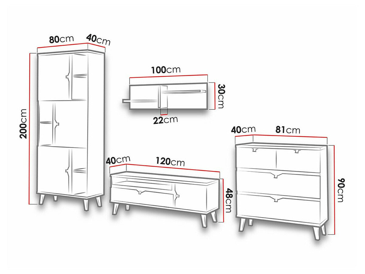 Nappali szett MEMONE (Temero III), Szín: Arany tölgy + Grafit + Fehér