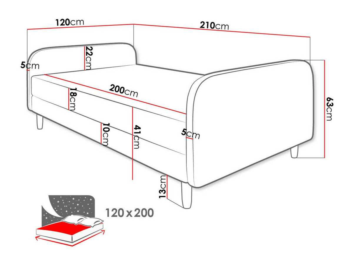Ágy HOT 3 (Midder 3), Szín: Rico 01, Alvó felület mérete: 120 x 200 cm